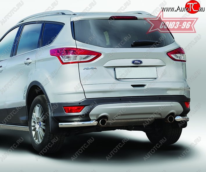 8 189 р. Защита заднего бампера из боковых уголков Souz-96 (d60) Ford Kuga 2 дорестайлинг (2013-2016)  с доставкой в г. Владивосток