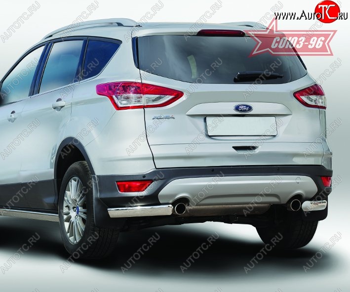 10 799 р. Защита заднего бампера из боковых уголков Souz-96 (d76х42) Ford Kuga 2 дорестайлинг (2013-2016)  с доставкой в г. Владивосток