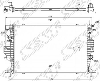 Радиатор двигателя SAT (пластинчатый, 1,5T/2,0T, МКПП/АКПП) Ford Mondeo MK5 CD391 дорестайлинг седан (2014-2018)