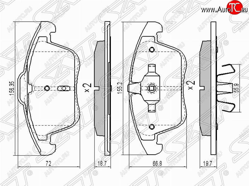 1 589 р. Колодки тормозные передние SAT  Ford Mondeo, Land Rover Freelander (L359), Volvo XC60, XC70  с доставкой в г. Владивосток