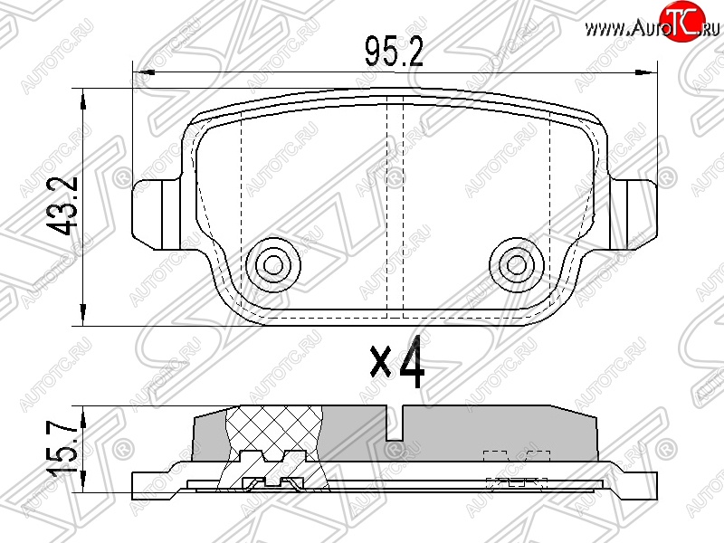 739 р. Колодки тормозные SAT (задние)  Ford Mondeo (2007-2014) Mk4,BD дорестайлинг, седан, Mk4,DG дорестайлинг, универсал, Mk4,BD рестайлинг, седан, Mk4,DG рестайлинг, универсал  с доставкой в г. Владивосток