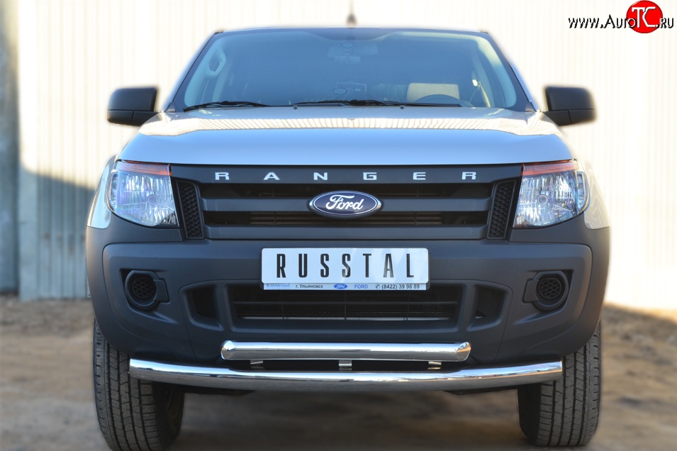 26 999 р. Защита переднего бампера (2 трубыØ76 и 63 мм, нержавейка) SLITKOFF  Ford Ranger ( DoubleCab,  RapCab) (2011-2016) дорестайлинг, дорестайлинг  с доставкой в г. Владивосток