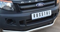 16 499 р. Одинарная защита переднего бампера диаметром 76 мм SLITKOFF Ford Ranger DoubleCab дорестайлинг (2011-2016)  с доставкой в г. Владивосток. Увеличить фотографию 2