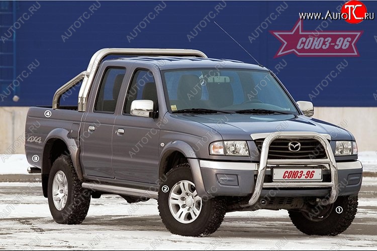 14 174 р. Защита порогов Souz-96 (d76) Ford Ranger (2006-2009)  с доставкой в г. Владивосток