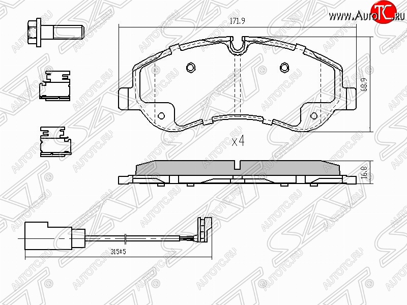 1 699 р. Колодки тормозные (передние) SAT  Ford Tourneo Custom - Transit  с доставкой в г. Владивосток