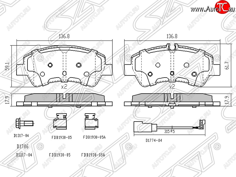 1 429 р. Колодки тормозные SAT (задние) Ford Transit цельнометаллический фургон (2014-2022)  с доставкой в г. Владивосток