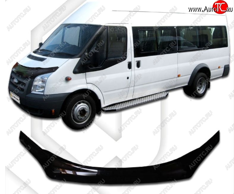 2 999 р. Дефлектор капота CA-Plastiс  Ford Transit (2006-2014) цельнометаллический фургон (Classic черный, Без надписи)  с доставкой в г. Владивосток