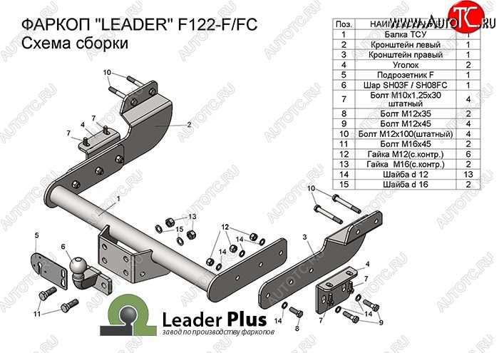 10 249 р. Фаркоп Лидер Плюс (фургон, 2500кг) Ford Transit цельнометаллический фургон (2014-2022) (Без электропакета)  с доставкой в г. Владивосток