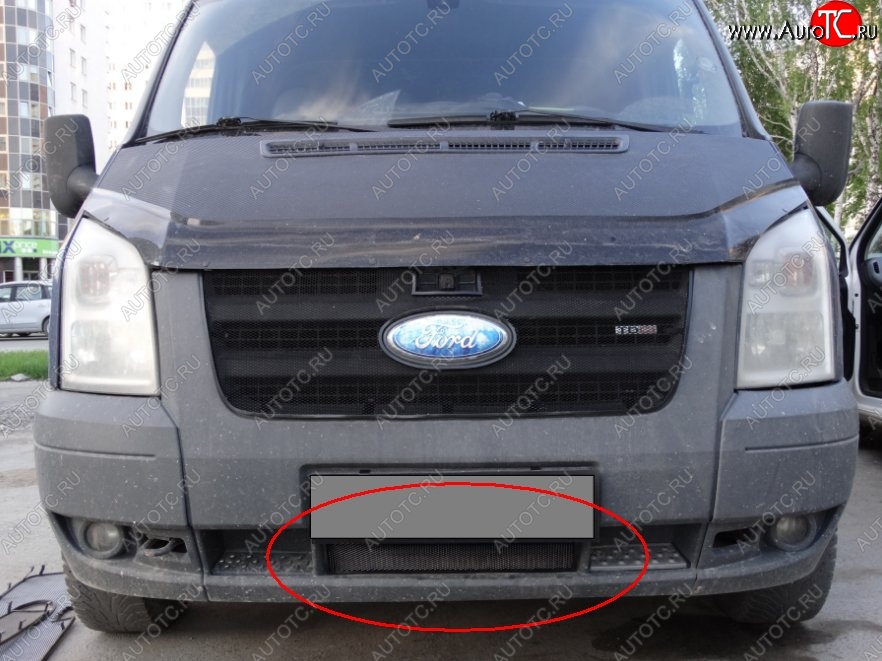 1 469 р. Нижняя защитная сетка на бампер (рестайлинг) Russtal (черная) Ford Transit цельнометаллический фургон (2006-2014)  с доставкой в г. Владивосток