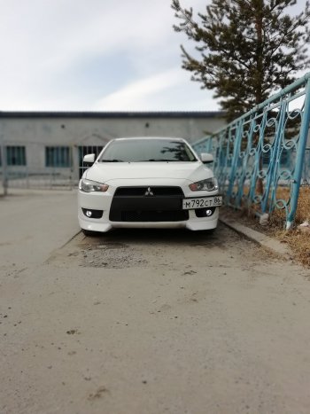 3 099 р. Клыки Evo на передний бампер автомобиля  Mitsubishi Lancer  10 (2007-2017) седан дорестайлинг, хэтчбэк дорестайлинг, седан рестайлинг, хэтчбек 5 дв рестайлинг (Неокрашенные)  с доставкой в г. Владивосток. Увеличить фотографию 7