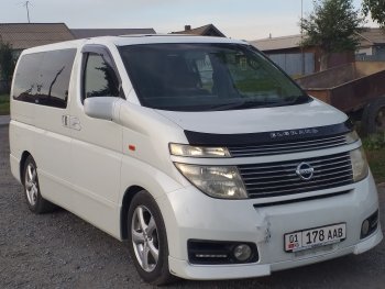 1 899 р. Дефлектор капота CA-Plastic Nissan Elgrand 2 рестайлинг (2004-2010) (Classic черный, Без надписи)  с доставкой в г. Владивосток. Увеличить фотографию 2