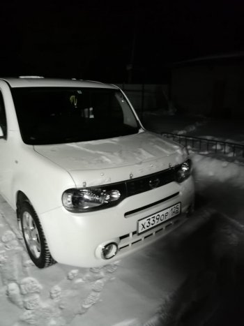 1 999 р. Дефлектор капота CA-Plastiс  Nissan Cube  3 (2008-2024) (Classic прозрачный, Без надписи)  с доставкой в г. Владивосток. Увеличить фотографию 2