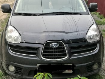 2 299 р. Дефлектор капота CA-Plastiс  Subaru Tribeca (2005-2007) (Шелкография черная)  с доставкой в г. Владивосток. Увеличить фотографию 3