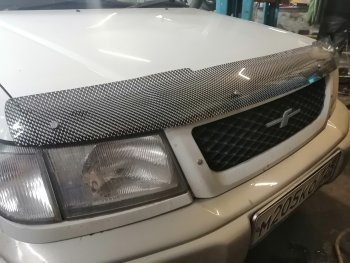 2 399 р. Дефлектор капота CA-Plastiс  Subaru Forester  SF (1997-2000) дорестайлинг (Шелкография карбон-серебро)  с доставкой в г. Владивосток. Увеличить фотографию 2