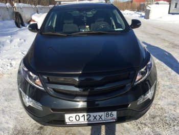 5 249 р. Решётка радиатора RA V2  KIA Sportage  3 SL (2010-2016) дорестайлинг, рестайлинг (С сеткой металлик, Неокрашенная)  с доставкой в г. Владивосток. Увеличить фотографию 7