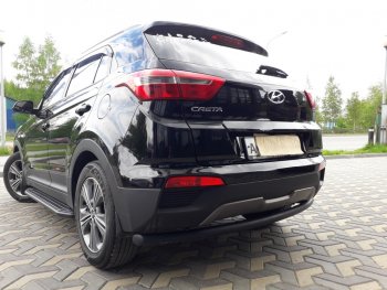 7 899 р. Защита заднего бампера из трубы d57 Slitkoff (радиусная) Hyundai Creta GS дорестайлинг (2015-2019) (Цвет: серебристый)  с доставкой в г. Владивосток. Увеличить фотографию 3