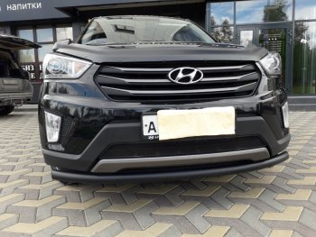 8 999 р. Защита переднего бампера Slitkoff (d57, черная) Hyundai Creta GS рестайлинг (2019-2021) (Цвет: серебристый)  с доставкой в г. Владивосток. Увеличить фотографию 2