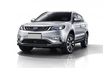 Защита переднего бампера Slitkoff (двойная, d57/42 мм) Geely Atlas NL3 (2016-2022)