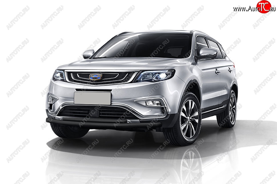 9 699 р. Защита переднего бампера Slitkoff (двойная, d57/42 мм)  Geely Atlas  NL3 (2016-2022) (Сталь с полимерным покрытием. Цвет: чёрный)  с доставкой в г. Владивосток