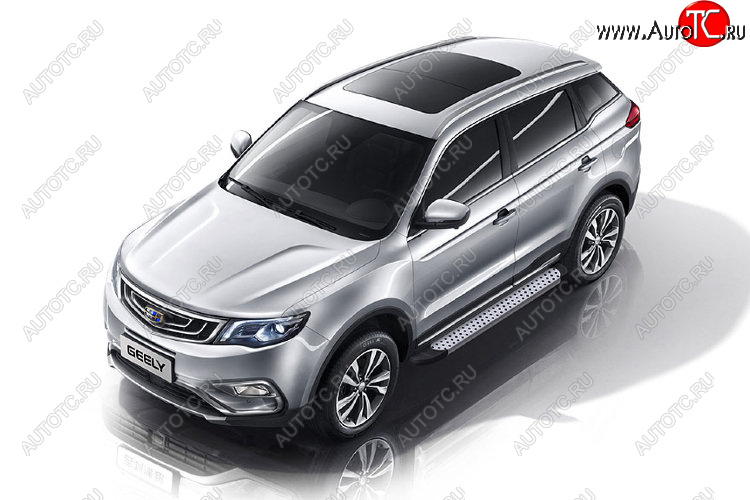 24 999 р. Пороги алюминиевые Slitkoff  Geely Atlas  NL3 - Atlas Pro  NL3 (Standart Silver)  с доставкой в г. Владивосток