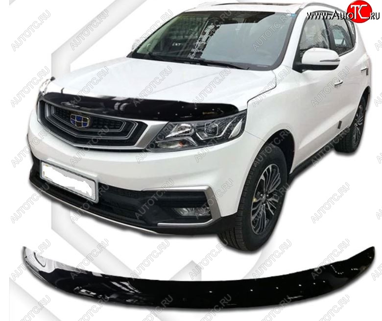 2 399 р. Дефлектор капота CA-Plastiс  Geely Emgrand X7 (2019-2021) 2-ой рестайлинг (Classic черный, Без надписи)  с доставкой в г. Владивосток