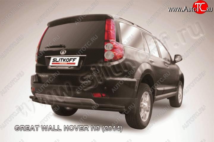 8 999 р. Защита заднего бампера Slitkoff (труба d57/d42)  Great Wall Hover H3 (2014-2016)  рестайлинг (Цвет: серебристый)  с доставкой в г. Владивосток