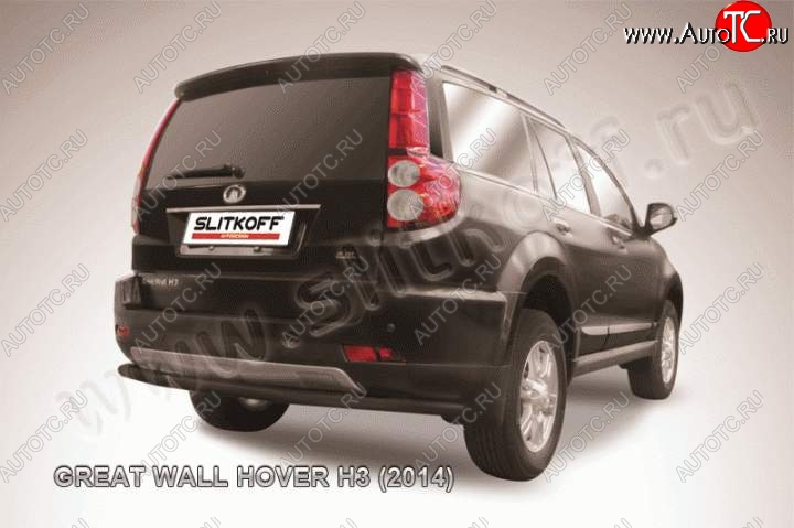 7 999 р. Защита заднего бампера Slitkoff (труба d57, длинная)  Great Wall Hover H3 (2014-2016)  рестайлинг (Цвет: серебристый)  с доставкой в г. Владивосток