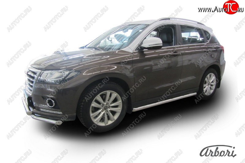 12 869 р. Защита штатных порогов Arbori (нержавейка, d57 mm). Haval H2 (2014-2021)  с доставкой в г. Владивосток