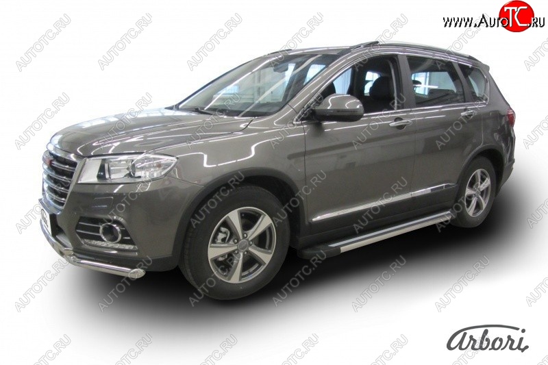 12 509 р. Порожки для ног Arbori Luxe Black Haval H6 (2016-2023)  с доставкой в г. Владивосток