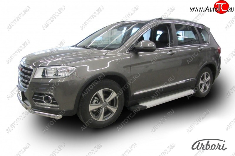 10 979 р. Порожки для ног Arbori Optima Silver Haval H6 (2013-2020)  с доставкой в г. Владивосток