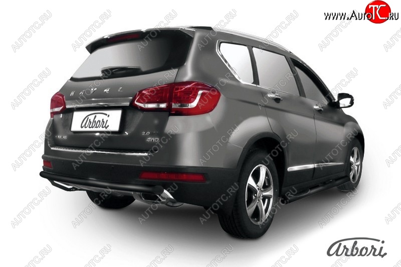 7 019 р. Защита заднего бампера Arbori (черная, 1 труба d57 mm). Haval H6 (2013-2020)  с доставкой в г. Владивосток