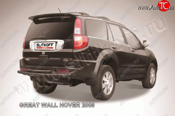 8 449 р. Защита заднего бампера Slitkoff (труба d57/d57)  Great Wall Hover (2010-2014)  1-ый рестайлинг (Цвет: серебристый)  с доставкой в г. Владивосток