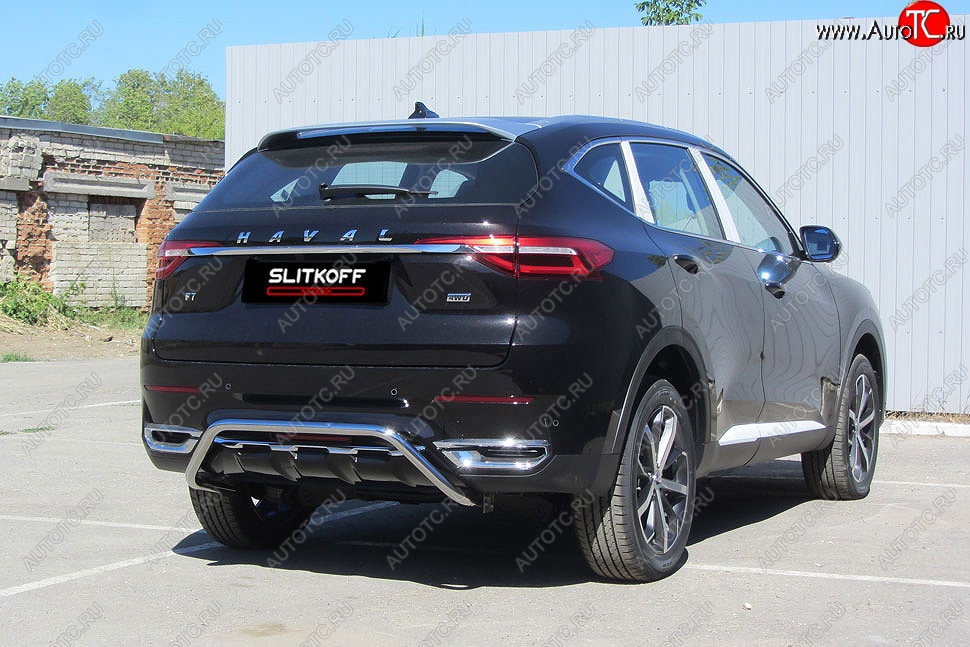 15 549 р. Защита заднего бампера (Ø42 мм, нержавейка) Slitkoff  Haval F7 - F7x  с доставкой в г. Владивосток