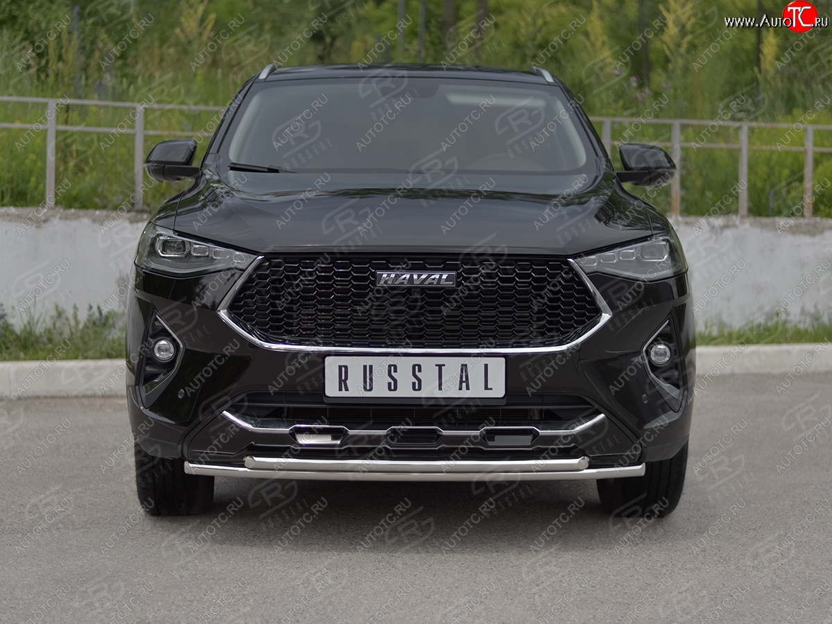 15 499 р. Защита переднего бампера (Ø42 мм, нержавейка, 4WD) SLITKOFF Haval F7x  дорестайлинг (2019-2022) (полированная нержавейка)  с доставкой в г. Владивосток