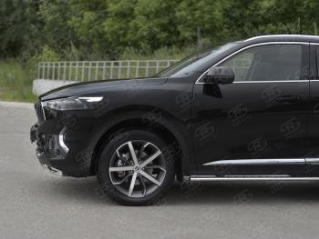 15 499 р. Защита переднего бампера (Ø42 мм, нержавейка, 4WD) SLITKOFF Haval F7x  дорестайлинг (2019-2022) (полированная нержавейка)  с доставкой в г. Владивосток. Увеличить фотографию 4