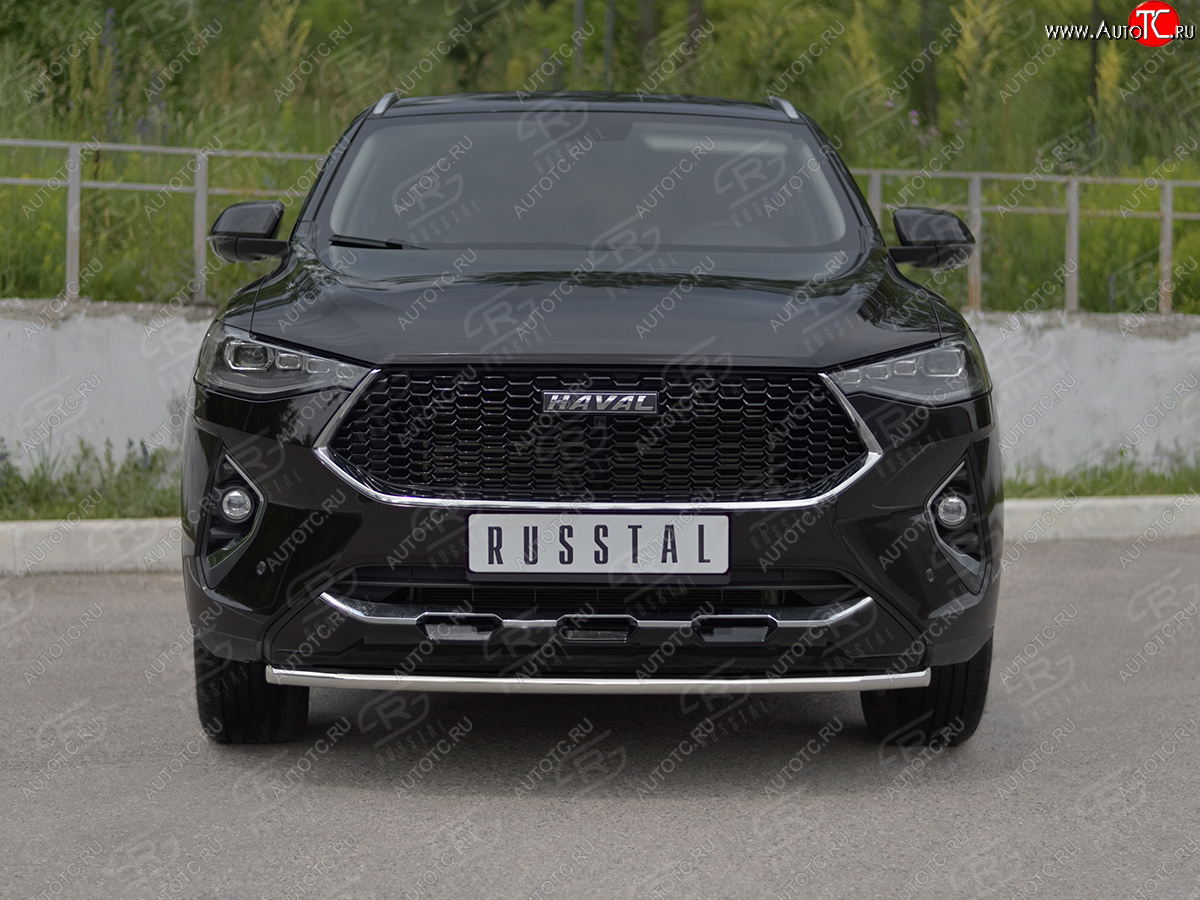 12 399 р. Защита переднего бампера (Ø42 мм, нержавейка, 4WD) SLITKOFF Haval F7x  дорестайлинг (2019-2022)  с доставкой в г. Владивосток