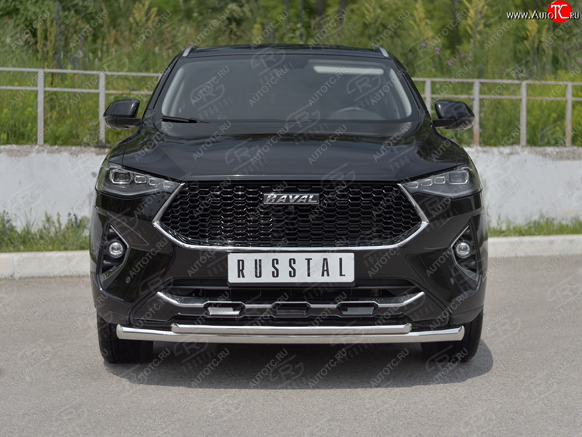 16 749 р. Защита переднего бампера (Ø63 мм секции, нержавейка, 1.5 4WD) SLITKOFF  Haval F7x (2019-2022)  дорестайлинг  с доставкой в г. Владивосток