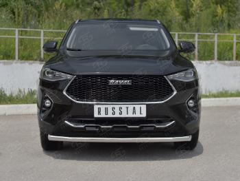 13 399 р. Защита переднего бампера (Ø63 мм секции, нержавейка, 1,5 4WD) SLITKOFF  Haval F7x (2019-2022) дорестайлинг  с доставкой в г. Владивосток. Увеличить фотографию 1