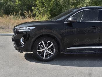 13 699 р. Защита переднего бампера SLITKOFF (Ø63 и 42 мм, окрашенная)  Haval F7x (2019-2022)  дорестайлинг (черный)  с доставкой в г. Владивосток. Увеличить фотографию 3