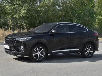 13 699 р. Защита переднего бампера SLITKOFF (Ø63 и 42 мм, окрашенная)  Haval F7x (2019-2022)  дорестайлинг (черный)  с доставкой в г. Владивосток. Увеличить фотографию 4