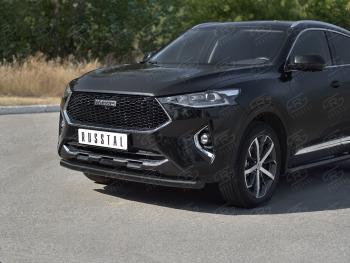 10 999 р. Защита переднего бампера (Ø63 мм, окрашенная) SLITKOFF  Haval F7x (2019-2022)  дорестайлинг (в цвет черный муар)  с доставкой в г. Владивосток. Увеличить фотографию 3