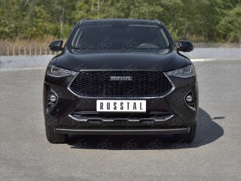 10 999 р. Защита переднего бампера (Ø63 мм, окрашенная) SLITKOFF  Haval F7x (2019-2022)  дорестайлинг (в цвет черный муар)  с доставкой в г. Владивосток. Увеличить фотографию 4