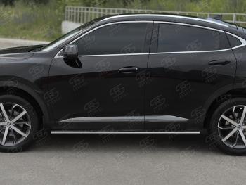 23 749 р. Защита порогов (Ø75x42 мм, с проступью) Russtal Haval F7x дорестайлинг (2019-2022) (полированная нержавейка)  с доставкой в г. Владивосток. Увеличить фотографию 2