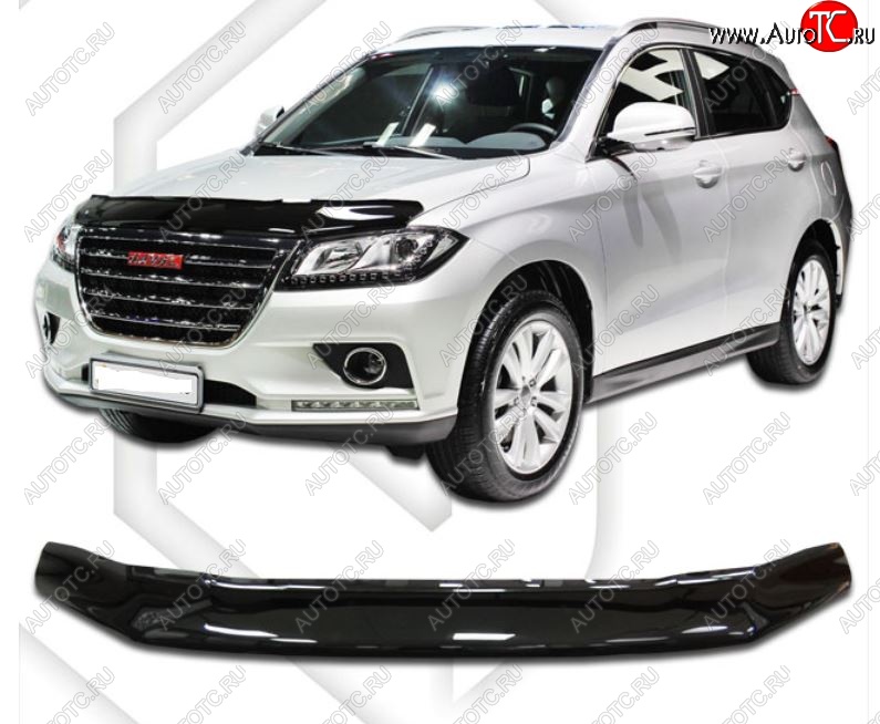 2 159 р. Дефлектор капота CA-Plastic  Haval H2 (2014-2021) (Classic черный, Без надписи)  с доставкой в г. Владивосток