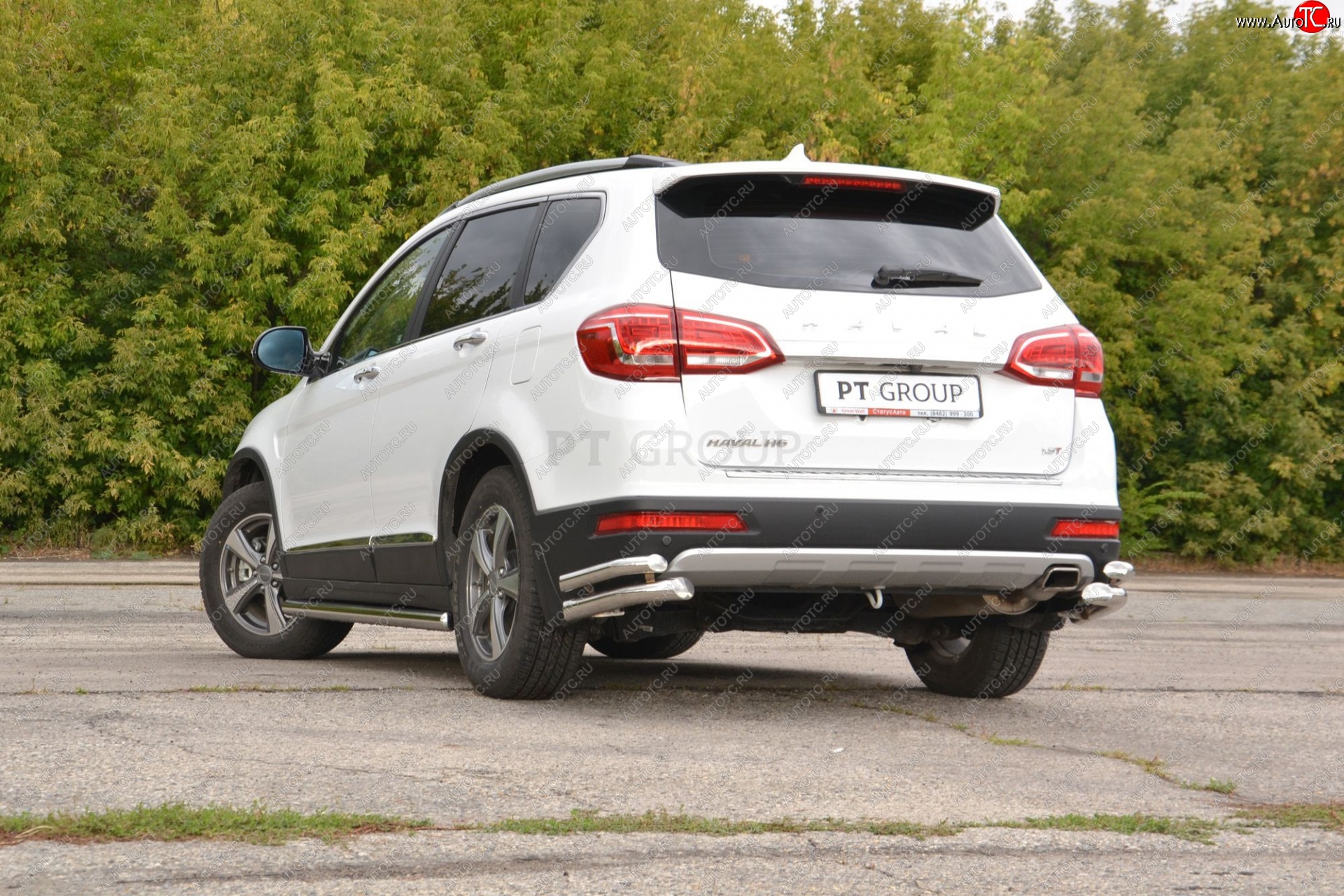 24 949 р. Защита заднего бампера Petroil Tuning (уголки двойные, d63/51) Haval H6 (2013-2020) (Нержавеющая полированная сталь)  с доставкой в г. Владивосток