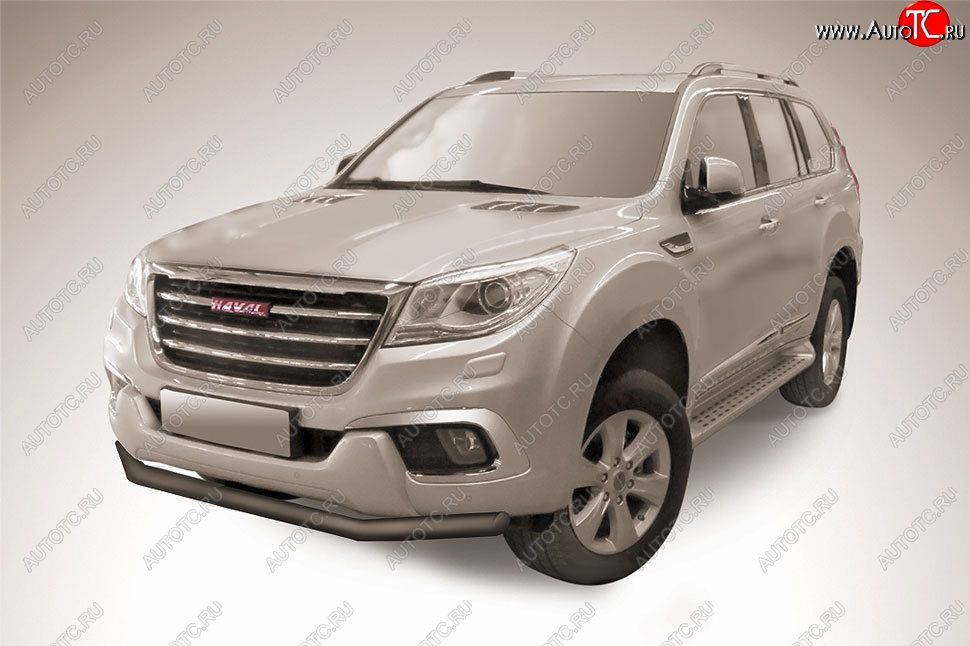 8 299 р. Защита переднего бампера Slitkoff (d57 мм)  Haval H9 (2017-2019) 1-ый рестайлинг (Сталь с полимерным покрытием. Цвет: чёрный)  с доставкой в г. Владивосток