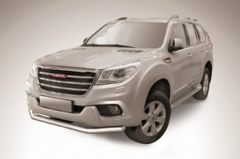 14 499 р. Защита переднего бампера Slitkoff (d76 мм)  Haval H9 (2017-2019) 1-ый рестайлинг (Нержавеющая сталь)  с доставкой в г. Владивосток. Увеличить фотографию 1