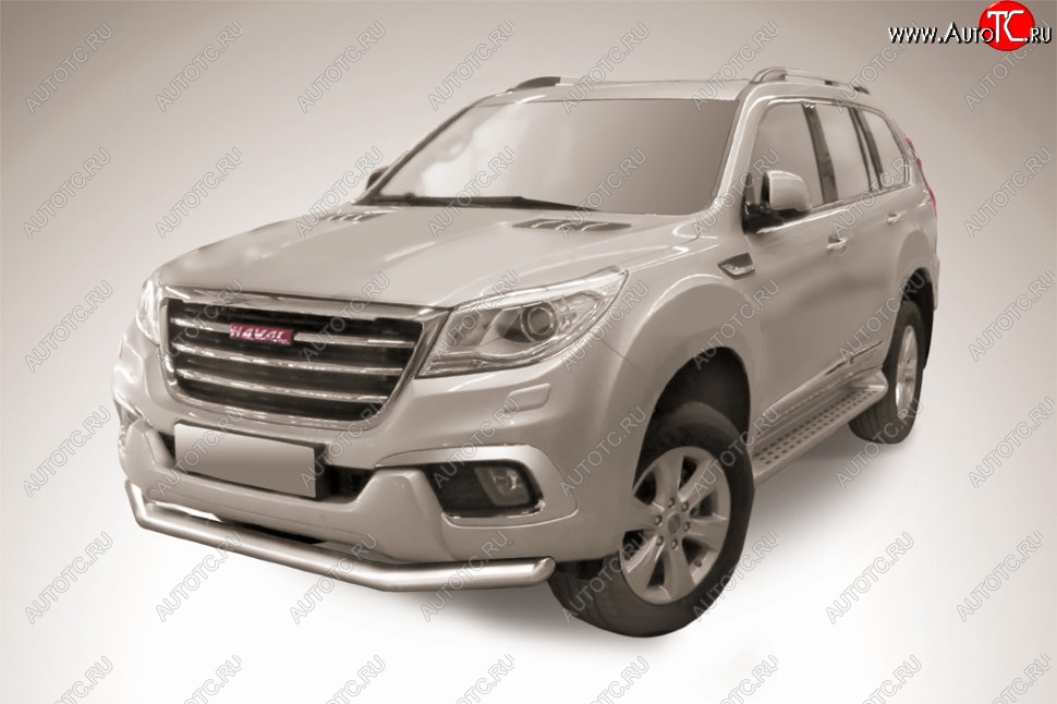 14 499 р. Защита переднего бампера Slitkoff (d76 мм)  Haval H9 (2017-2019) 1-ый рестайлинг (Нержавеющая сталь)  с доставкой в г. Владивосток