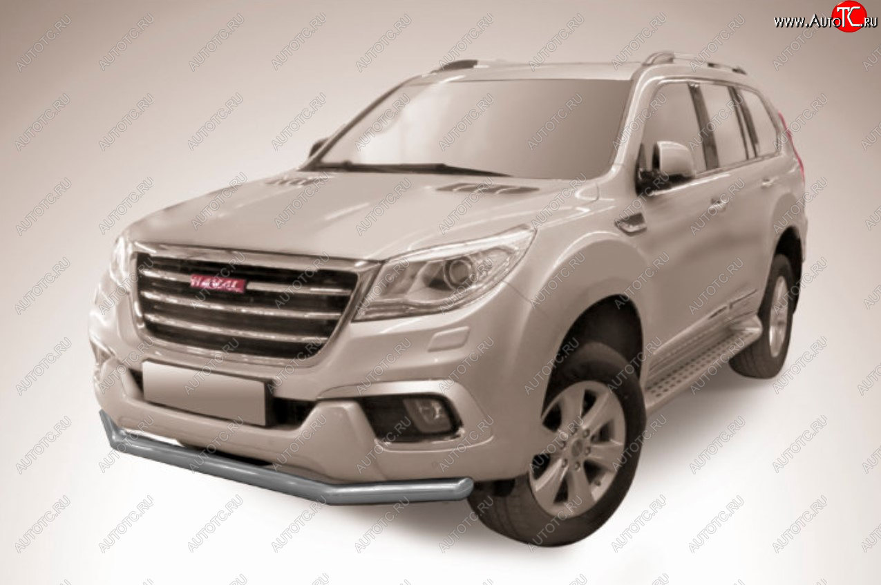 8 299 р. Защита переднего бампера Slitkoff (Ø 57 мм).  Haval H9 (2017-2019) 1-ый рестайлинг (Сталь с полимерным покрытием. Цвет: серебристый)  с доставкой в г. Владивосток