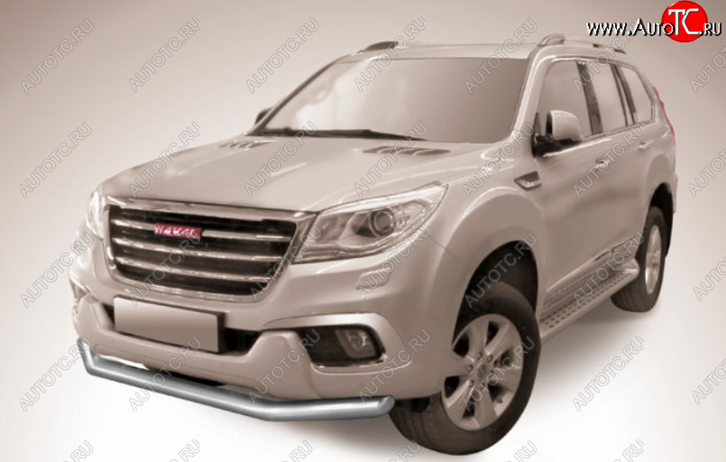 9 999 р. Защита переднего бампера Slitkoff (Ø 76 мм).  Haval H9 (2017-2019) 1-ый рестайлинг (Сталь с полимерным покрытием. Цвет: серебристый)  с доставкой в г. Владивосток